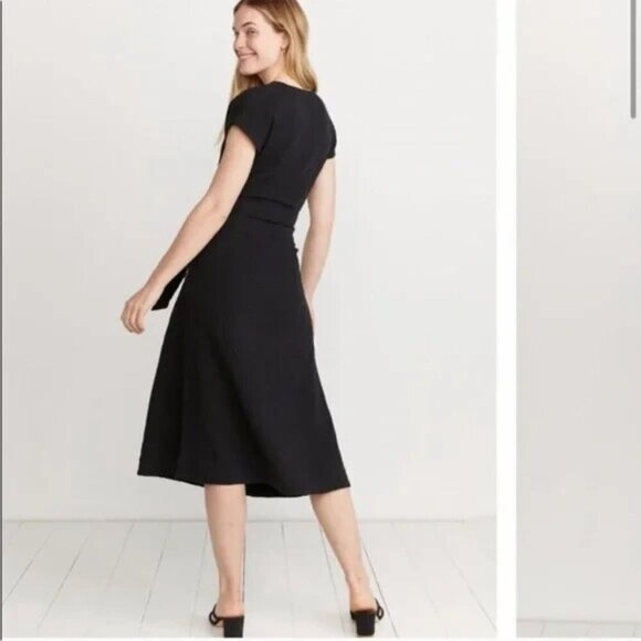 MARINE LAYER Women Maddie Wrap Gauze Dress SZ XS Black Cap Sleeves Summer 10-13 - Picture 15 of 15